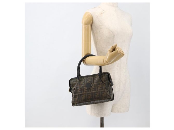 Borsa a mano in tela Zucca FENDI nera e marrone Auth 175214 Nero - vista 23