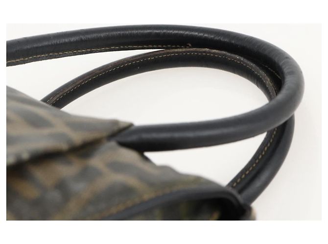 Borsa a mano in tela Zucca FENDI nera e marrone Auth 175214 Nero - vista 8