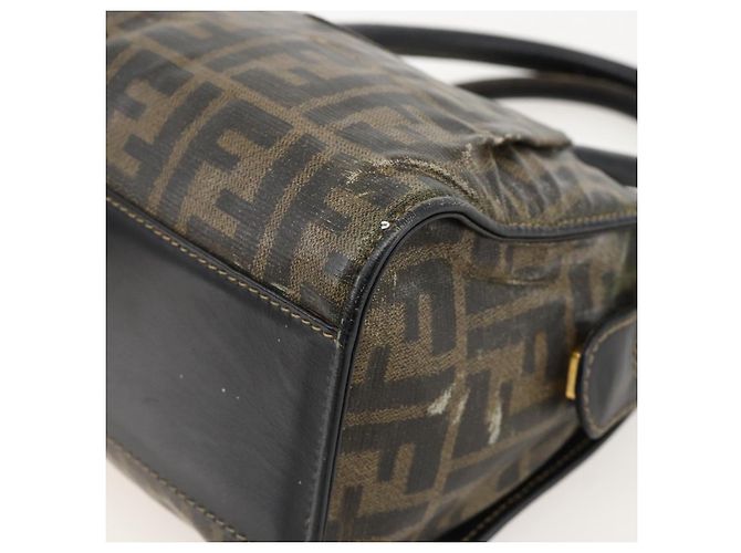 Borsa a mano in tela Zucca FENDI nera e marrone Auth 175214 Nero - vista 9