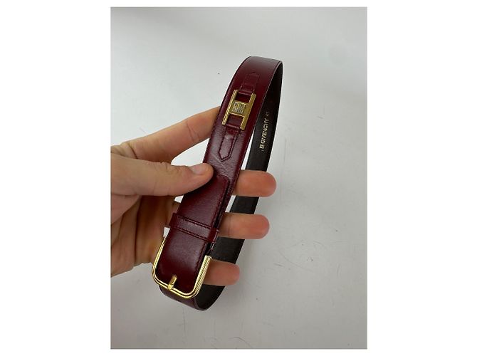 Cintura in pelle vintage Givenchy 4G logo bordeaux 65 Bordò - vista 3