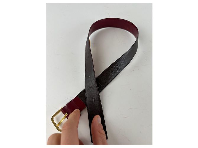 Cintura in pelle vintage Givenchy 4G logo bordeaux 65 Bordò - vista 5
