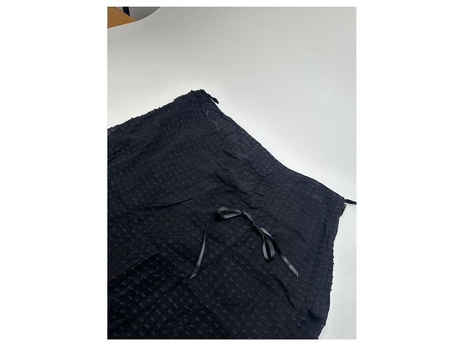 Gonna A-Line in Seta Vintage Givenchy con Dettaglio Fiocco Nera XL Nero - vista 3
