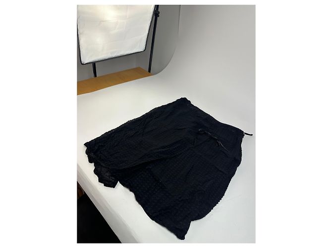 Gonna A-Line in Seta Vintage Givenchy con Dettaglio Fiocco Nera XL Nero - vista 4