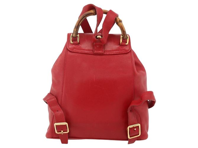 Zaino in Pelle Gucci Bamboo Rosso Oro 003 2852 0030 0 Auth 175330 - vista 2
