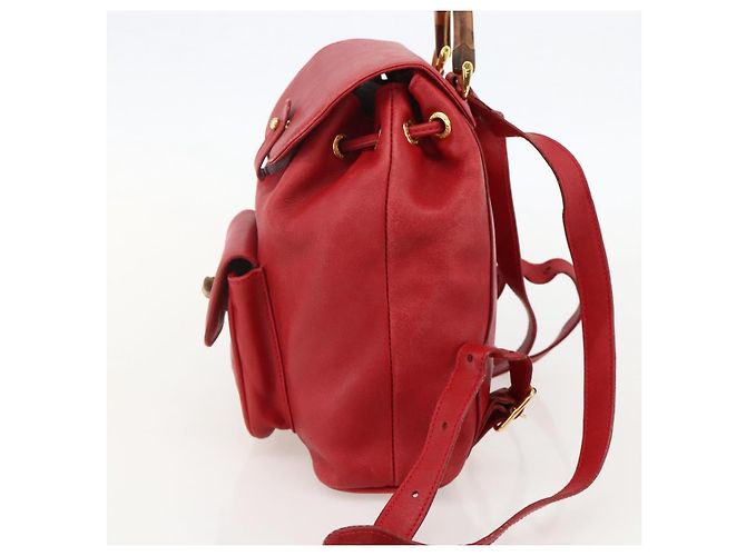 Zaino in Pelle Gucci Bamboo Rosso Oro 003 2852 0030 0 Auth 175330 - vista 4