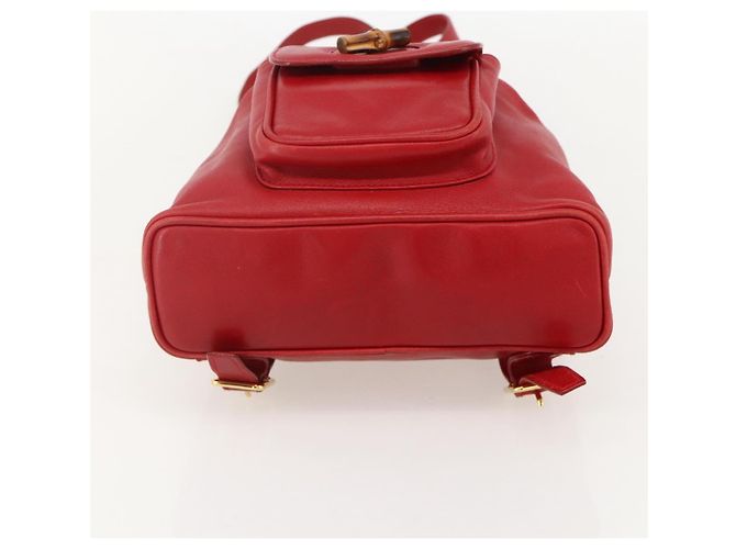 Zaino in Pelle Gucci Bamboo Rosso Oro 003 2852 0030 0 Auth 175330 - vista 5