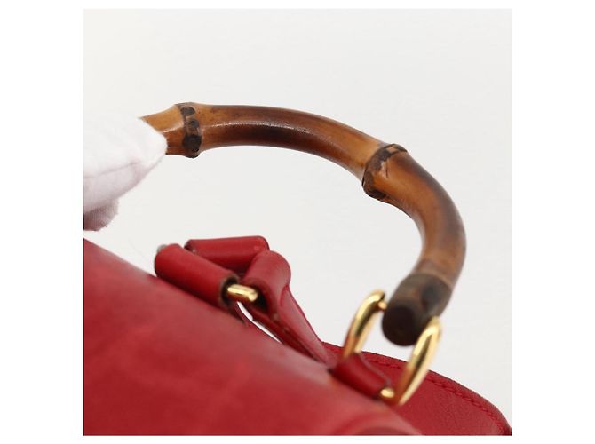 Zaino in Pelle Gucci Bamboo Rosso Oro 003 2852 0030 0 Auth 175330 - vista 8