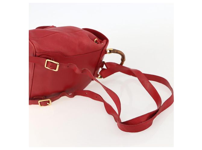 Zaino in Pelle Gucci Bamboo Rosso Oro 003 2852 0030 0 Auth 175330 - vista 9