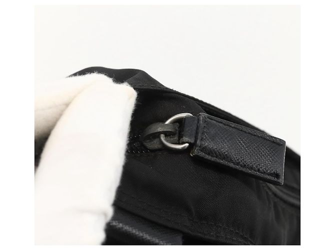 PRADA Schultertasche Nylon Schwarz Silber Authentisch 175343 - Ansicht 10