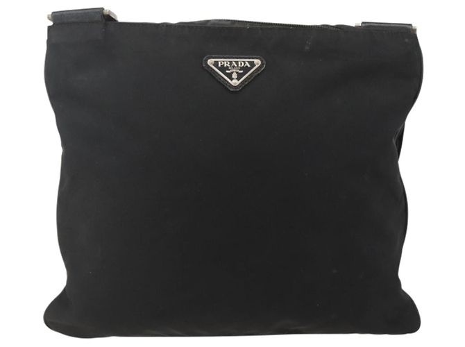 PRADA Schultertasche Nylon Schwarz Silber Authentisch 175343 - Ansicht 13