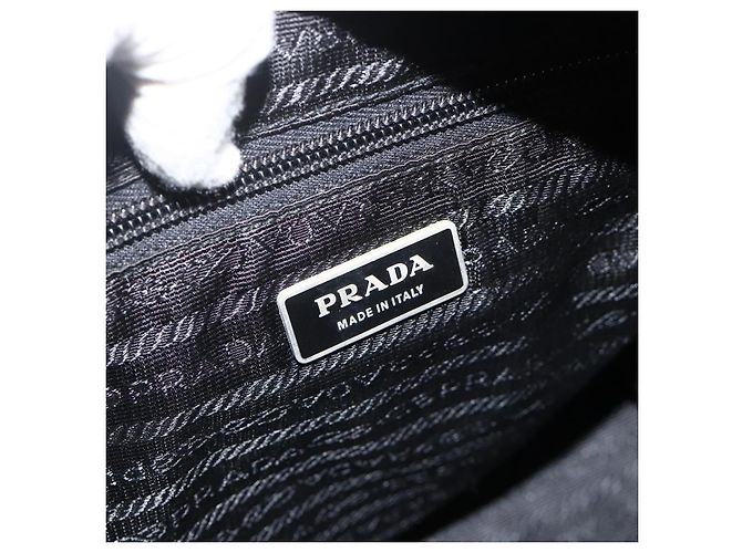 PRADA Schultertasche Nylon Schwarz Silber Authentisch 175343 - Ansicht 19