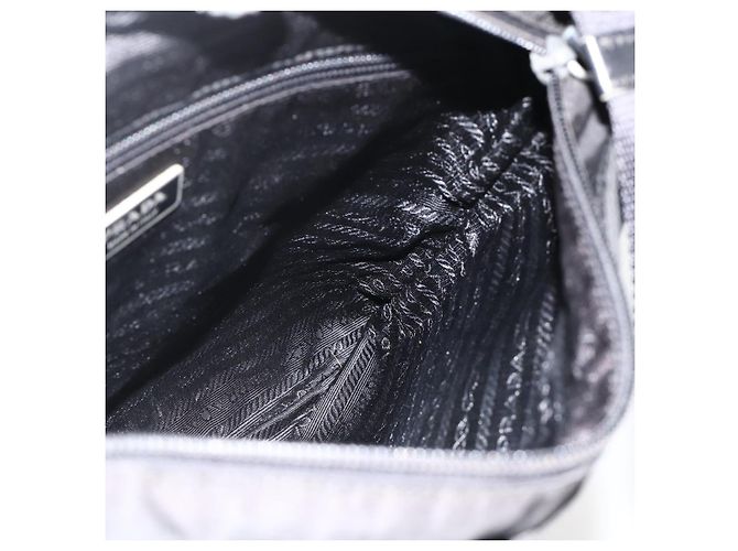 PRADA Schultertasche Nylon Schwarz Silber Authentisch 175343 - Ansicht 20