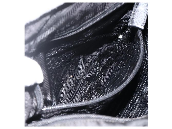 PRADA Schultertasche Nylon Schwarz Silber Authentisch 175343 - Ansicht 23