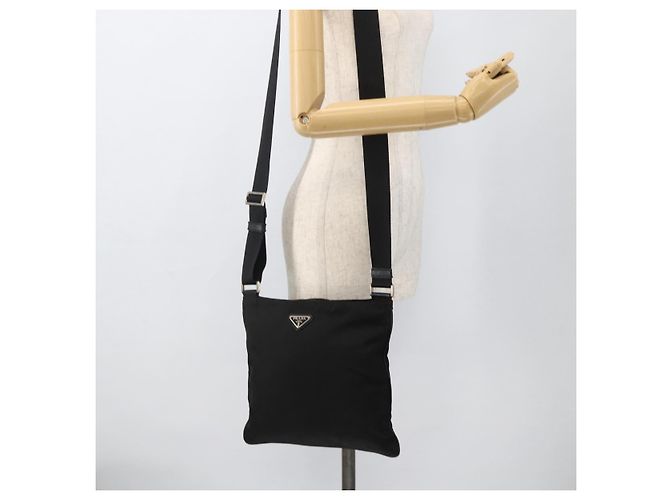 PRADA Schultertasche Nylon Schwarz Silber Authentisch 175343 - Ansicht 24