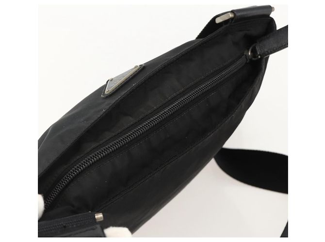 PRADA Schultertasche Nylon Schwarz Silber Authentisch 175343 - Ansicht 6