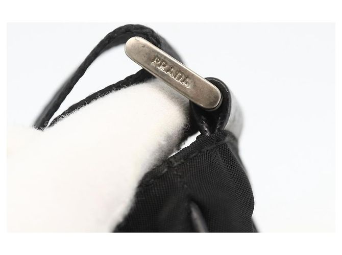 PRADA Schultertasche Nylon Schwarz Silber Authentisch 175343 - Ansicht 9