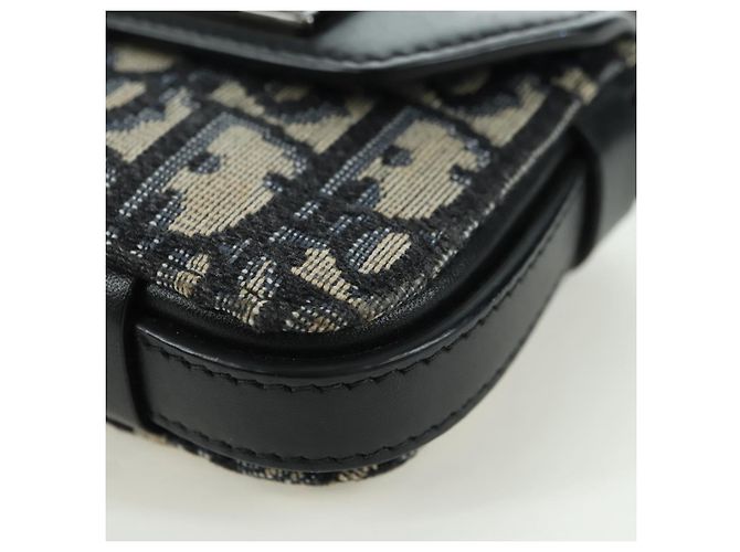 Borsa a Spalla in Tela Trotter Dior Lock Christian Dior Navy Argento Auth 175822M - vista 16