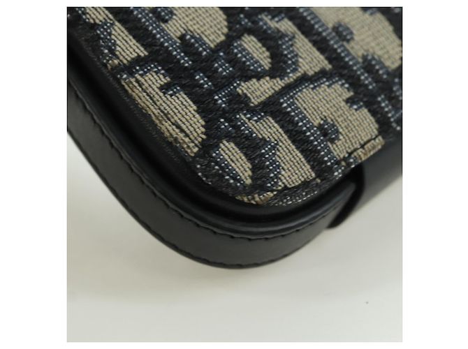 Borsa a Spalla in Tela Trotter Dior Lock Christian Dior Navy Argento Auth 175822M - vista 17