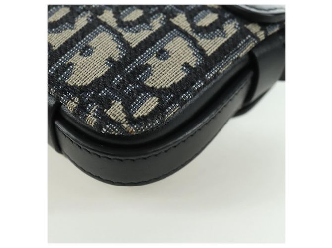 Borsa a Spalla in Tela Trotter Dior Lock Christian Dior Navy Argento Auth 175822M - vista 18