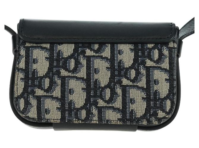 Borsa a Spalla in Tela Trotter Dior Lock Christian Dior Navy Argento Auth 175822M - vista 2