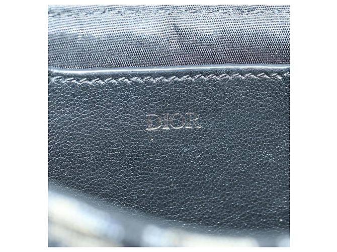 Borsa a Spalla in Tela Trotter Dior Lock Christian Dior Navy Argento Auth 175822M - vista 20