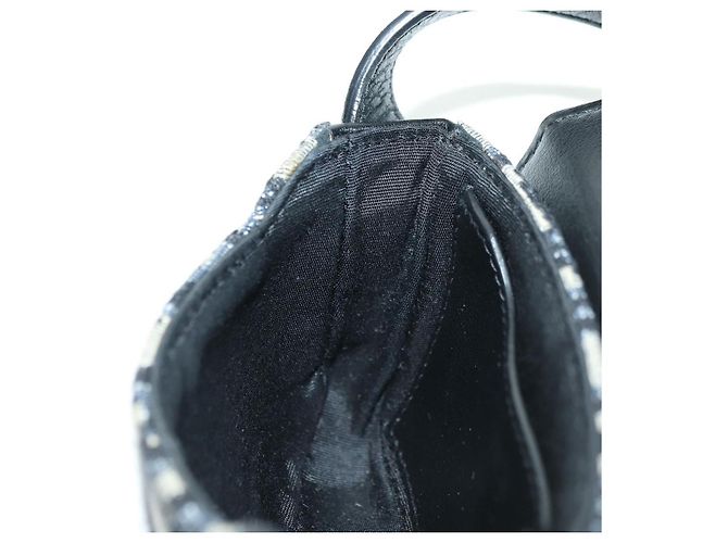Borsa a Spalla in Tela Trotter Dior Lock Christian Dior Navy Argento Auth 175822M - vista 22