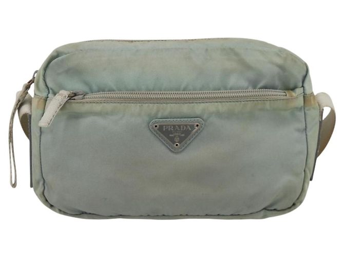PRADA Schultertasche Nylon Hellblau Silber Authentisch 175693 - Ansicht 13