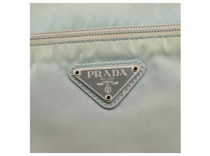 PRADA Schultertasche Nylon Hellblau Silber Authentisch 175693 - Ansicht 19