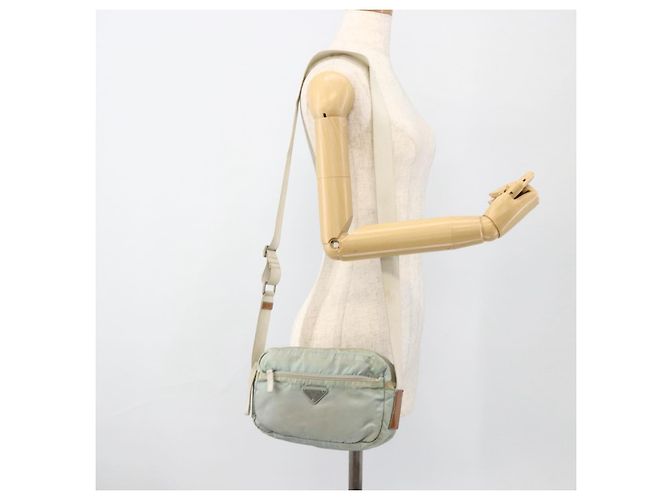 PRADA Schultertasche Nylon Hellblau Silber Authentisch 175693 - Ansicht 26