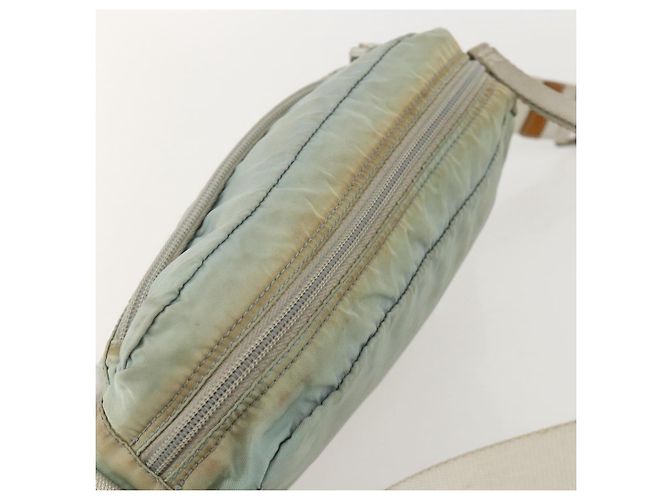 PRADA Schultertasche Nylon Hellblau Silber Authentisch 175693 - Ansicht 6
