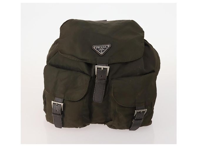 Zaino PRADA Nylon 5 Set Verde Beige Blu Auth 174972 - vista 17