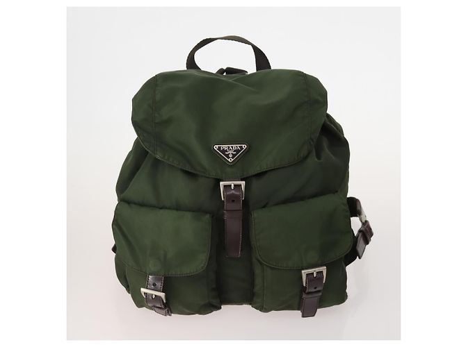 Zaino PRADA Nylon 5 Set Verde Beige Blu Auth 174972 - vista 2