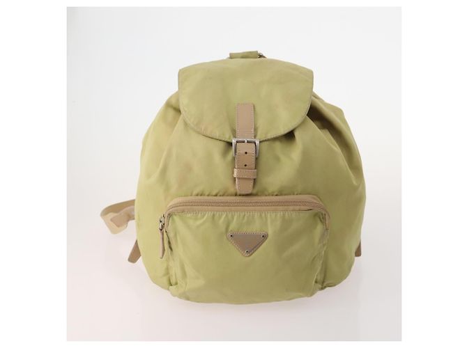 Zaino PRADA Nylon 5 Set Verde Beige Blu Auth 174972 - vista 7