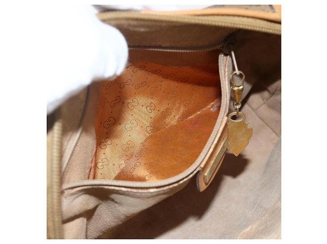 Gucci Borsa a Spalla Micro GG Supreme PVC Beige Oro 001 115 4916 Auth 175955 D'oro - vista 21
