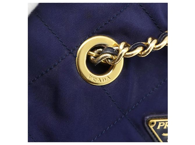 PRADA Borsa a Spalla con Catena Nylon Viola Oro Auth yk20261 D'oro Porpora - vista 18