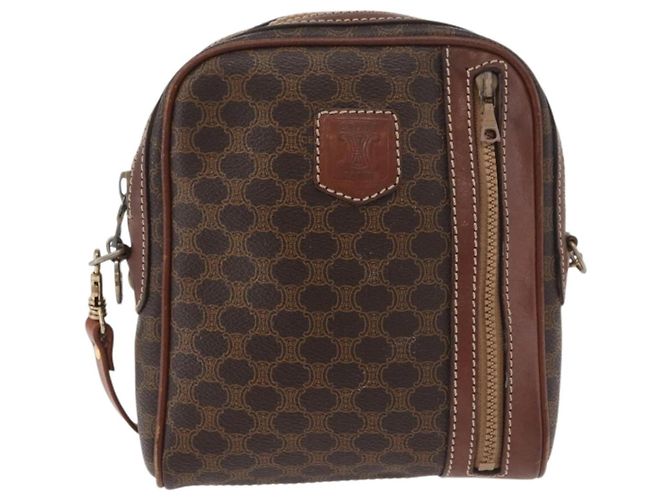 Céline Borsa a spalla in tela Macadam CELINE in pelle PVC marrone oro Auth 176036 D'oro - vista 13