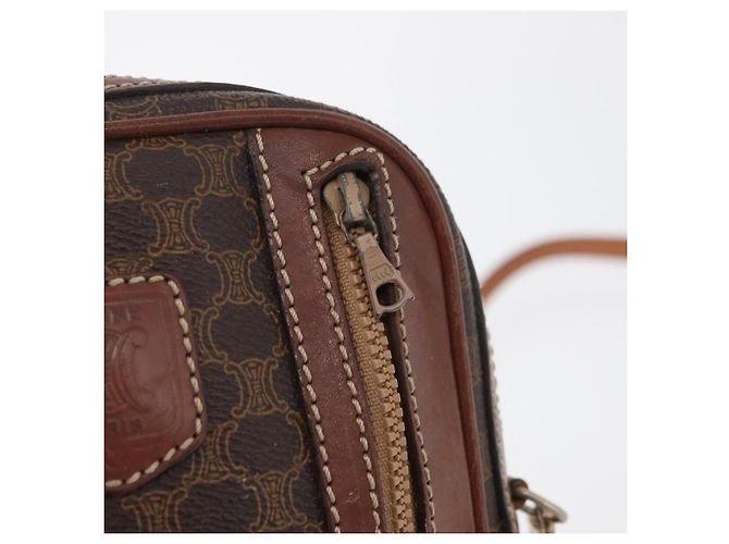Céline Borsa a spalla in tela Macadam CELINE in pelle PVC marrone oro Auth 176036 D'oro - vista 19