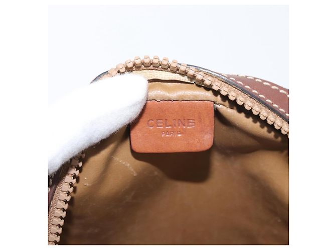 Céline Borsa a spalla in tela Macadam CELINE in pelle PVC marrone oro Auth 176036 D'oro - vista 20