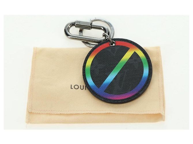 LOUIS VUITTON Monogram Eclipse Portachiavi Rotondo Arcobaleno MP2465 LV Auth YKZ1382M Monogramma - vista 12