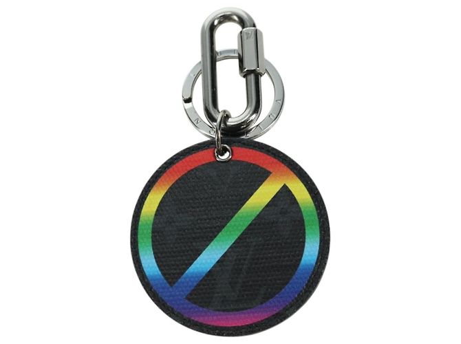 LOUIS VUITTON Monogram Eclipse Portachiavi Rotondo Arcobaleno MP2465 LV Auth YKZ1382M Monogramma - vista 2