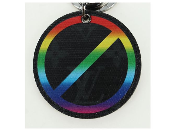 LOUIS VUITTON Monogram Eclipse Portachiavi Rotondo Arcobaleno MP2465 LV Auth YKZ1382M Monogramma - vista 3