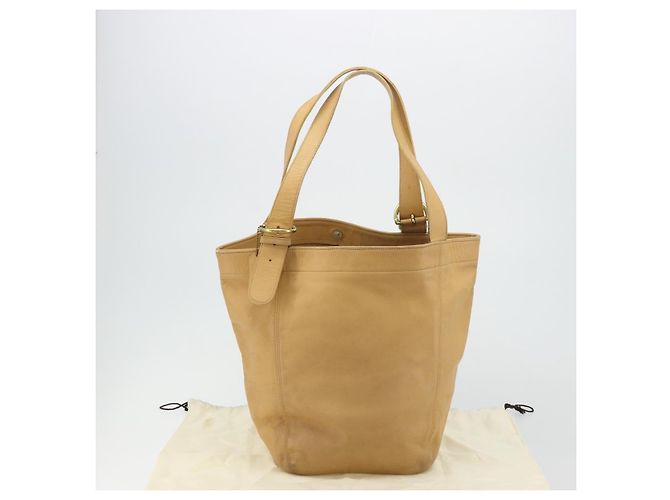 Coach Borsa Tote in Pelle Beige Oro Auth 174865 D'oro - vista 12
