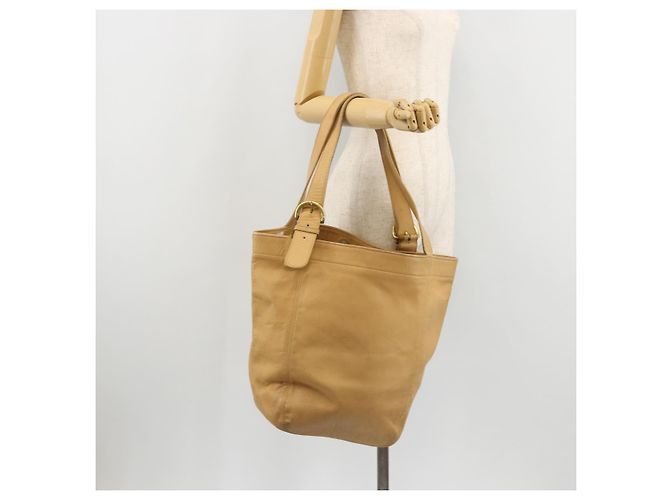 Coach Borsa Tote in Pelle Beige Oro Auth 174865 D'oro - vista 22