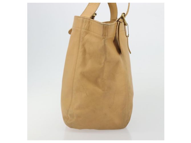 Coach Borsa Tote in Pelle Beige Oro Auth 174865 D'oro - vista 4