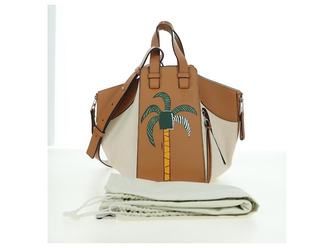 LOEWE Ken Price Collection Hammock Pequena Bolsa Canvas 2way Bege Auth YKZ1326SAM Prata - vista 12