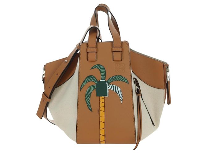 LOEWE Ken Price Collection Hammock Pequena Bolsa Canvas 2way Bege Auth YKZ1326SAM Prata - vista 13