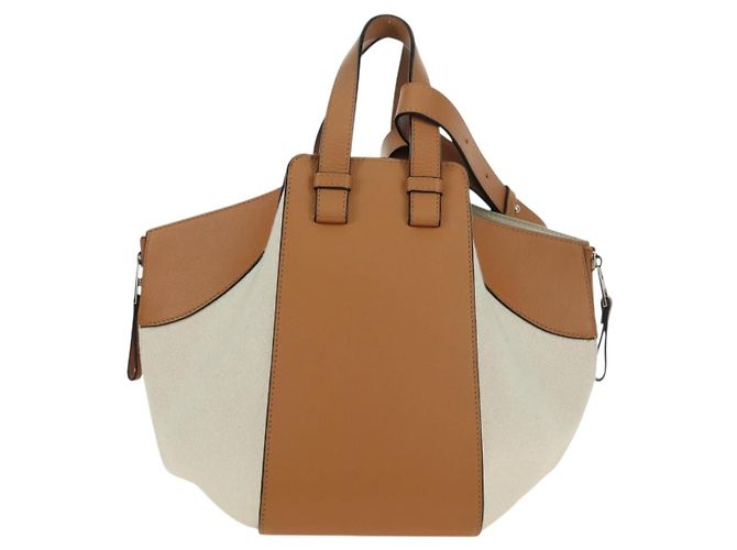 LOEWE Ken Price Collection Hammock Pequena Bolsa Canvas 2way Bege Auth YKZ1326SAM Prata - vista 2