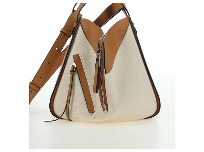 LOEWE Ken Price Collection Hammock Pequena Bolsa Canvas 2way Bege Auth YKZ1326SAM Prata - vista 3