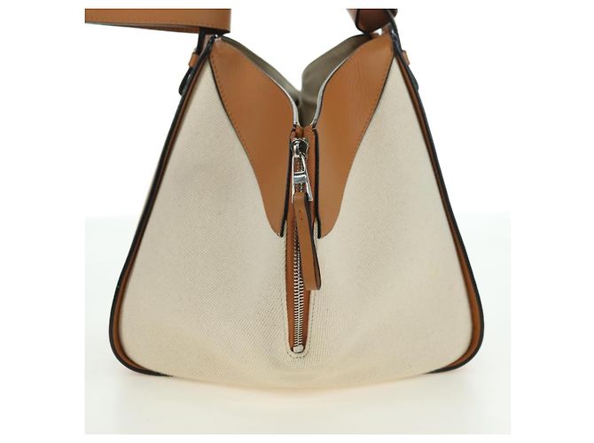 LOEWE Ken Price Collection Hammock Pequena Bolsa Canvas 2way Bege Auth YKZ1326SAM Prata - vista 4