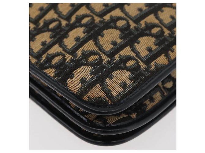 Borsa a Spalla in Tela Trotter Christian Dior Blu Navy Oro Auth 176478 D'oro - vista 16